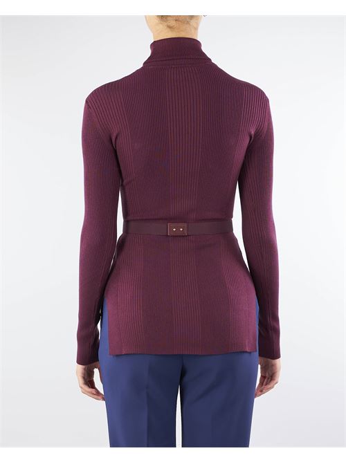 Turtleneck shirt in narrow-ribbed lyocell and silk fabric with logo embroidery Elisabetta Franchi ELISABETTA FRANCHI | Sweater | MK11B46E2CG3